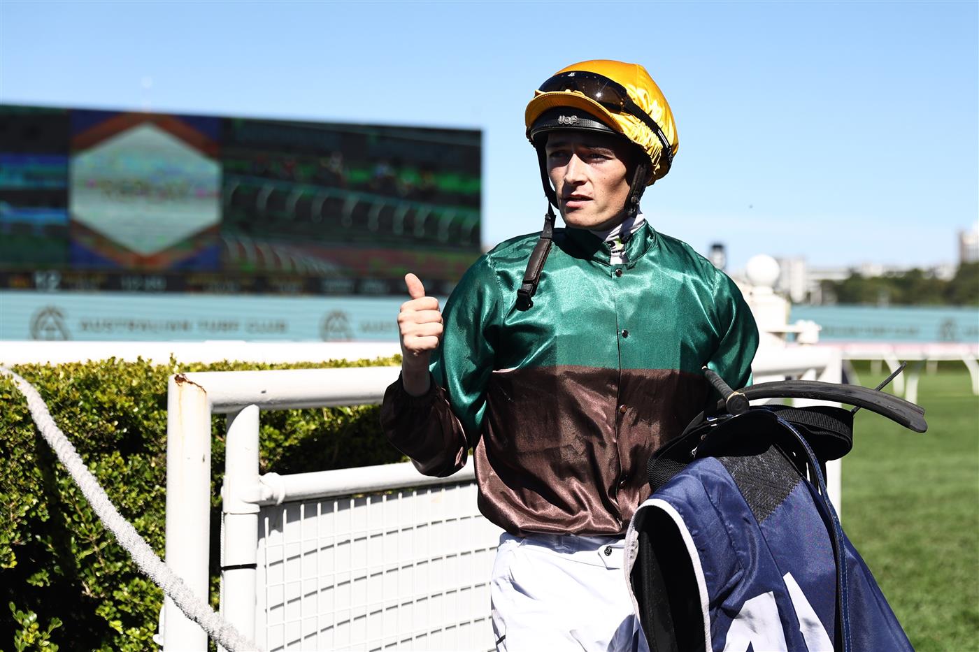 SYDNEY, AUSTRALIA - APRIL 15: Tom Sherry riding Mayrose wins Race 3 Midway during "Schweppes All Aged Stakes Day" - Sydney Racing at Royal Randwick Racecourse on April 15, 2023 in Sydney, Australia. (Photo by Jeremy Ng/Getty Images)