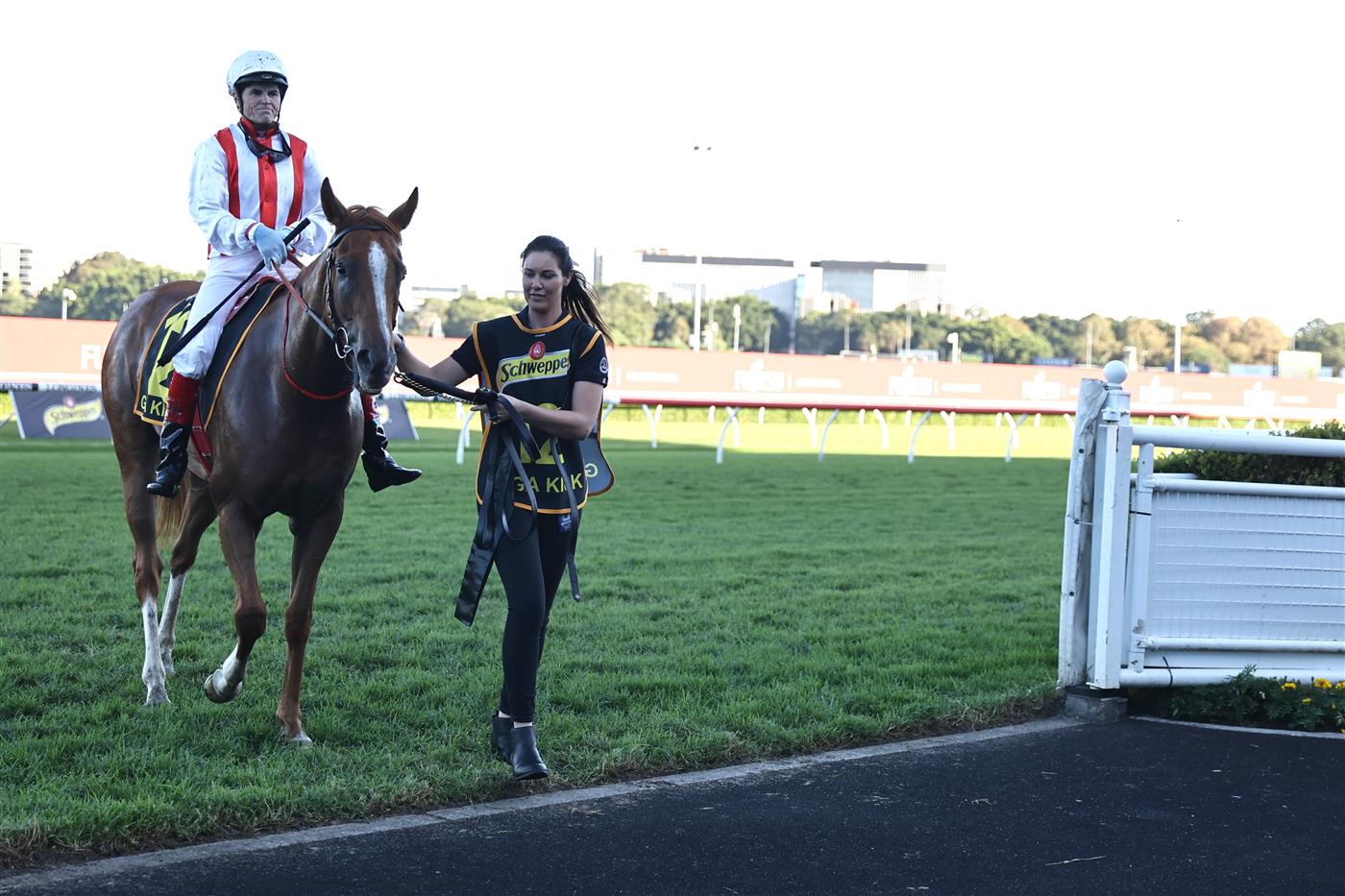 SYDNEY, AUSTRALIA - APRIL 15:  Craig Williams riding Giga Kick wins Race 8 Schweppes All Aged Stakes during "Schweppes All Aged Stakes Day" - Sydney Racing at Royal Randwick Racecourse on April 15, 2023 in Sydney, Australia. (Photo by Jeremy Ng/Getty Images)
