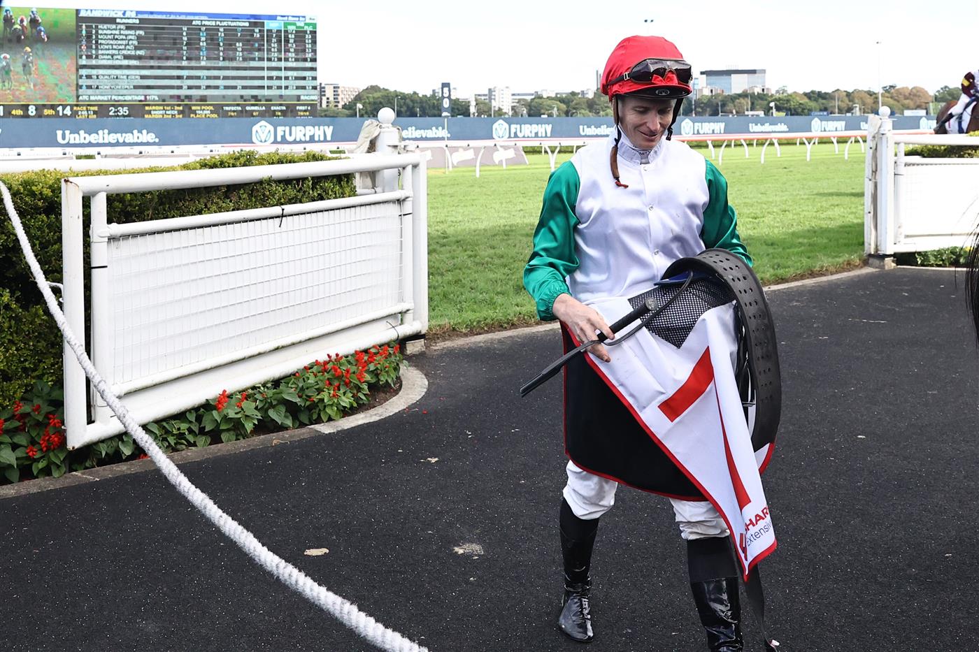 SYDNEY, AUSTRALIA - APRIL 15:  James Mcdonald riding Diamil wins Race 6 Sharp Extensive It JRA Plate during "Schweppes All Aged Stakes Day" - Sydney Racing at Royal Randwick Racecourse on April 15, 2023 in Sydney, Australia. (Photo by Jeremy Ng/Getty Images)