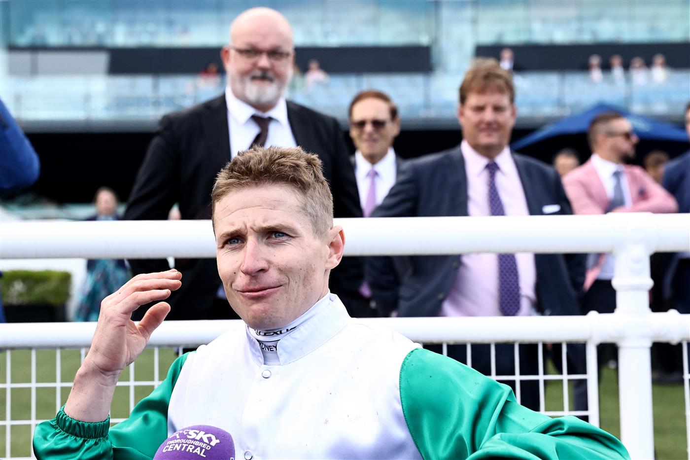SYDNEY, AUSTRALIA - APRIL 15:  James Mcdonald riding Diamil wins Race 6 Sharp Extensive It JRA Plate during "Schweppes All Aged Stakes Day" - Sydney Racing at Royal Randwick Racecourse on April 15, 2023 in Sydney, Australia. (Photo by Jeremy Ng/Getty Images)