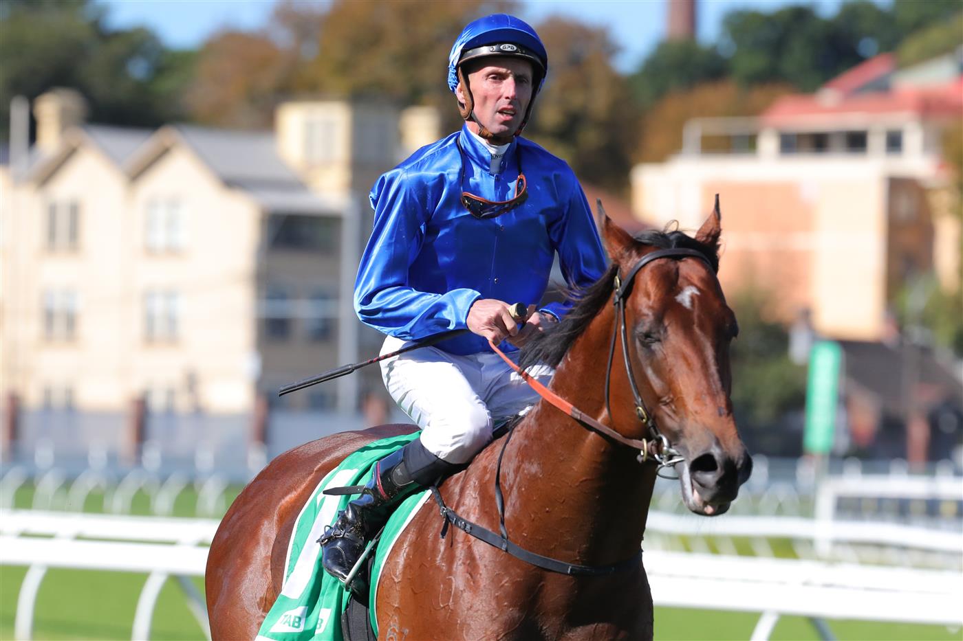 SYDNEY, AUSTRALIA - APRIL 15: Nash Rawiller riding Vilana wins Race 5 TAB Hall Mark Stakes during "Schweppes All Aged Stakes Day" - Sydney Racing at Royal Randwick Racecourse on April 15, 2023 in Sydney, Australia. (Photo by Jeremy Ng/Getty Images)