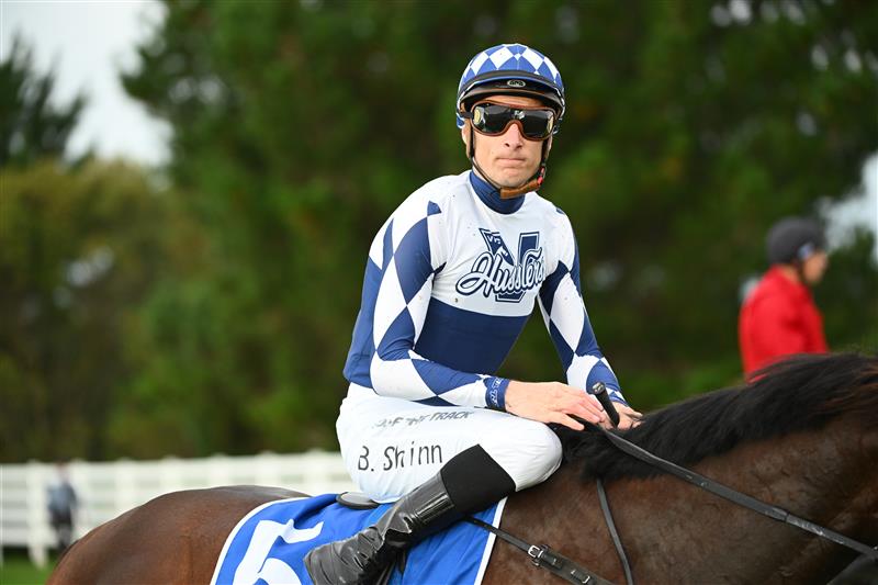MORNINGTON, AUSTRALIA - APRIL 22: Blake Shinn riding Lethal Thoughts after winning Race 6, the Quayclean Mornington Guineas, during Melbourne Racing at Mornington Racecourse on April 22, 2023 in Mornington, Australia. (Photo by Vince Caligiuri/Getty Images)