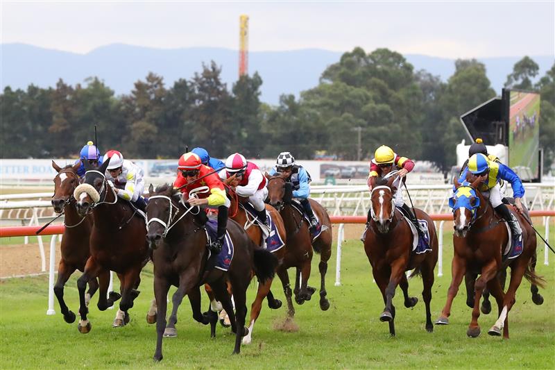 HAWKESBURY, AUSTRALIA - APRIL 22: Nash Rawiller riding Princess Grace wins Race 8 Pioneer Services Hawkesbury Crown during Hawkesbury Cup Day Sydney Racing at Hawkesbury Racecourse on April 22, 2023 in Hawkesbury, Australia. (Photo by Jeremy Ng/Getty Images)