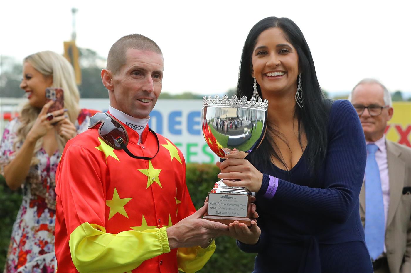 HAWKESBURY, AUSTRALIA - APRIL 22: Nash Rawiller riding Princess Grace wins Race 8 Pioneer Services Hawkesbury Crown during Hawkesbury Cup Day Sydney Racing at Hawkesbury Racecourse on April 22, 2023 in Hawkesbury, Australia. (Photo by Jeremy Ng/Getty Images)