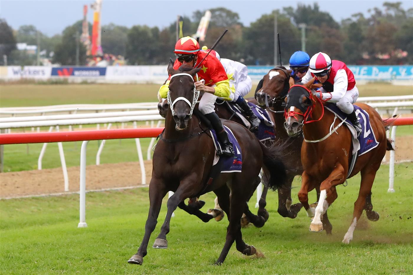 HAWKESBURY, AUSTRALIA - APRIL 22: Nash Rawiller riding Princess Grace wins Race 8 Pioneer Services Hawkesbury Crown during Hawkesbury Cup Day Sydney Racing at Hawkesbury Racecourse on April 22, 2023 in Hawkesbury, Australia. (Photo by Jeremy Ng/Getty Images)