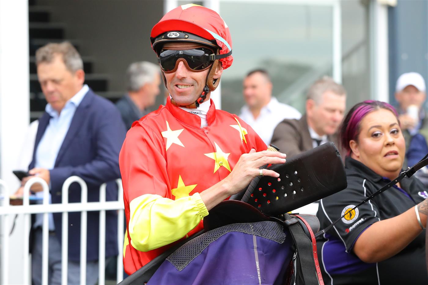 HAWKESBURY, AUSTRALIA - APRIL 22: Nash Rawiller riding Princess Grace wins Race 8 Pioneer Services Hawkesbury Crown during Hawkesbury Cup Day Sydney Racing at Hawkesbury Racecourse on April 22, 2023 in Hawkesbury, Australia. (Photo by Jeremy Ng/Getty Images)