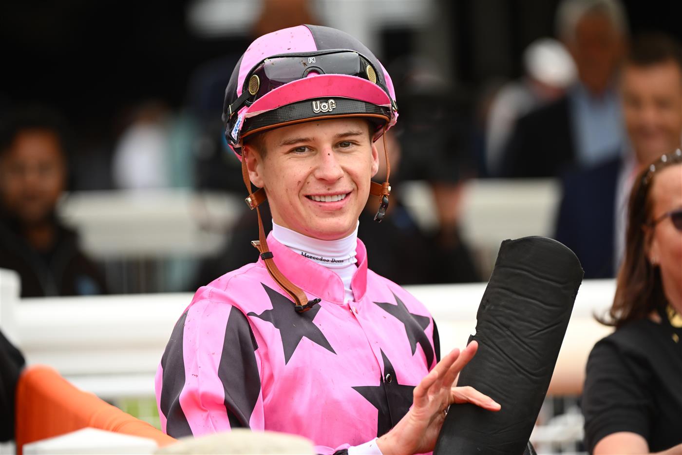 MORNINGTON, AUSTRALIA - APRIL 22: Fred Kersley riding Starring Role after winning in Race 2, the Asset Painting Services Handicap, during Melbourne Racing at Mornington Racecourse on April 22, 2023 in Mornington, Australia. (Photo by Vince Caligiuri/Getty Images)