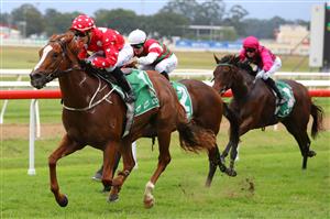HAWKESBURY, AUSTRALIA - APRIL 22: Hannah Williams riding Penthouse wins Race 2 TAB Highway during Hawkesbury Cup Day Sydney Racing at Hawkesbury Racecourse on April 22, 2023 in Hawkesbury, Australia. (Photo by Jeremy Ng/Getty Images)
