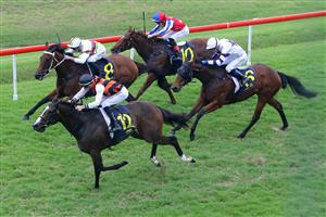 HAWKESBURY, AUSTRALIA - APRIL 22: Dylan Gibbons riding Moonlight Grace wins Race 3 Midway during Hawkesbury Cup Day Sydney Racing at Hawkesbury Racecourse on April 22, 2023 in Hawkesbury, Australia. (Photo by Jeremy Ng/Getty Images)