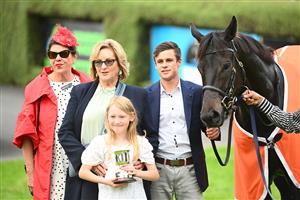 MORNINGTON, AUSTRALIA - APRIL 22: Trainer Cindy Alderson poses after Jigsaw won Race 7, the Neds Hareeba Stakes,  during Melbourne Racing at Mornington Racecourse on April 22, 2023 in Mornington, Australia. (Photo by Vince Caligiuri/Getty Images)