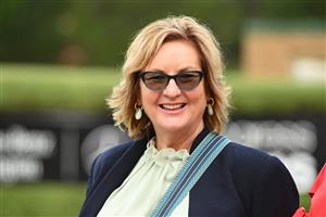 MORNINGTON, AUSTRALIA - APRIL 22: Trainer Cindy Alderson poses after Jigsaw won Race 7, the Neds Hareeba Stakes,  during Melbourne Racing at Mornington Racecourse on April 22, 2023 in Mornington, Australia. (Photo by Vince Caligiuri/Getty Images)