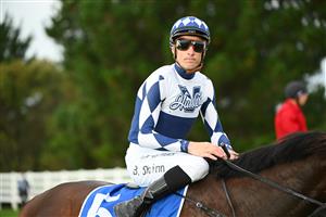 MORNINGTON, AUSTRALIA - APRIL 22: Blake Shinn riding Lethal Thoughts after winning Race 6, the Quayclean Mornington Guineas, during Melbourne Racing at Mornington Racecourse on April 22, 2023 in Mornington, Australia. (Photo by Vince Caligiuri/Getty Images)