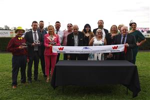 HAWKESBURY, AUSTRALIA - APRIL 22: VIPs and connections celebrate as Nash Rawiller riding Hawaii Five Oh wins Race 7 Blacktown Workers Hawkesbury Guineas during Hawkesbury Cup Day Sydney Racing at Hawkesbury Racecourse on April 22, 2023 in Hawkesbury, Australia. (Photo by Jeremy Ng/Getty Images)