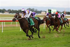 HAWKESBURY, AUSTRALIA - APRIL 22: James Mcdonald riding New Mandate wins Race 9 Richmond Club Hawkesbury Cup during Hawkesbury Cup Day Sydney Racing at Hawkesbury Racecourse on April 22, 2023 in Hawkesbury, Australia. (Photo by Jeremy Ng/Getty Images)