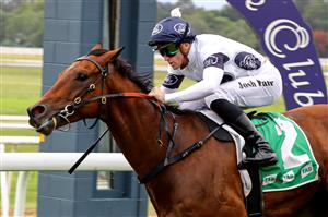 HAWKESBURY, AUSTRALIA - APRIL 22: Joshua Parr riding Malkovich wins Race 6 Hawkesbury XXXX Gold Rush during Hawkesbury Cup Day Sydney Racing at Hawkesbury Racecourse on April 22, 2023 in Hawkesbury, Australia. (Photo by Jeremy Ng/Getty Images)