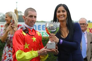 HAWKESBURY, AUSTRALIA - APRIL 22: Nash Rawiller riding Princess Grace wins Race 8 Pioneer Services Hawkesbury Crown during Hawkesbury Cup Day Sydney Racing at Hawkesbury Racecourse on April 22, 2023 in Hawkesbury, Australia. (Photo by Jeremy Ng/Getty Images)