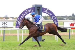 HAWKESBURY, AUSTRALIA - APRIL 22: Nash Rawiller riding Hawaii Five Oh wins Race 7 Blacktown Workers Hawkesbury Guineas during Hawkesbury Cup Day Sydney Racing at Hawkesbury Racecourse on April 22, 2023 in Hawkesbury, Australia. (Photo by Jeremy Ng/Getty Images)
