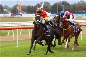 HAWKESBURY, AUSTRALIA - APRIL 22: Nash Rawiller riding Princess Grace wins Race 8 Pioneer Services Hawkesbury Crown during Hawkesbury Cup Day Sydney Racing at Hawkesbury Racecourse on April 22, 2023 in Hawkesbury, Australia. (Photo by Jeremy Ng/Getty Images)