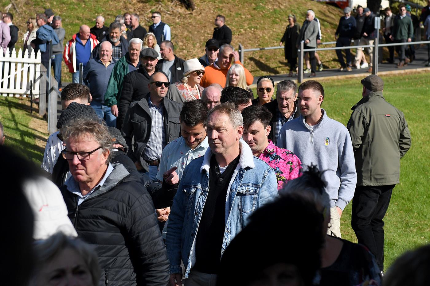 WARRNAMBOOL, AUSTRALIA - MAY 02: Crowds arrive ahead of Brierly Steeplechase day at Warrnambool Racing Club on May 02, 2023 in Warrnambool, Australia. (Photo by Morgan Hancock/Getty Images)