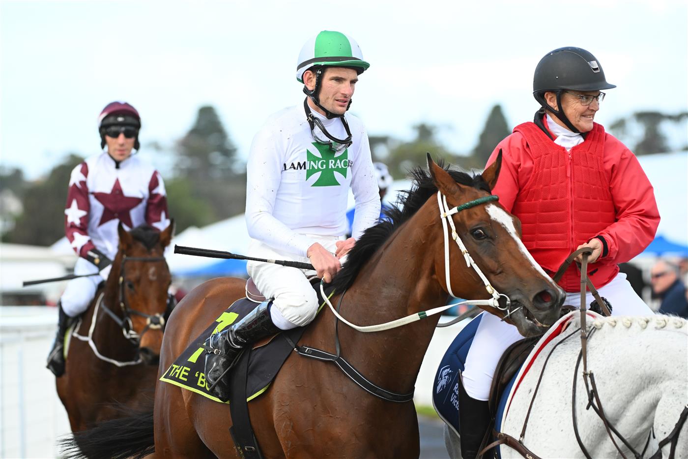 WARRNAMBOOL, AUSTRALIA - MAY 02:  Arron Lynch riding Pure Deal after winning Race 1, the Unboolievable Maiden Hurdle, during Brierly Steeplechase day at Warrnambool Racing Club on May 02, 2023 in Warrnambool, Australia. (Photo by Vince Caligiuri/Getty Images)
