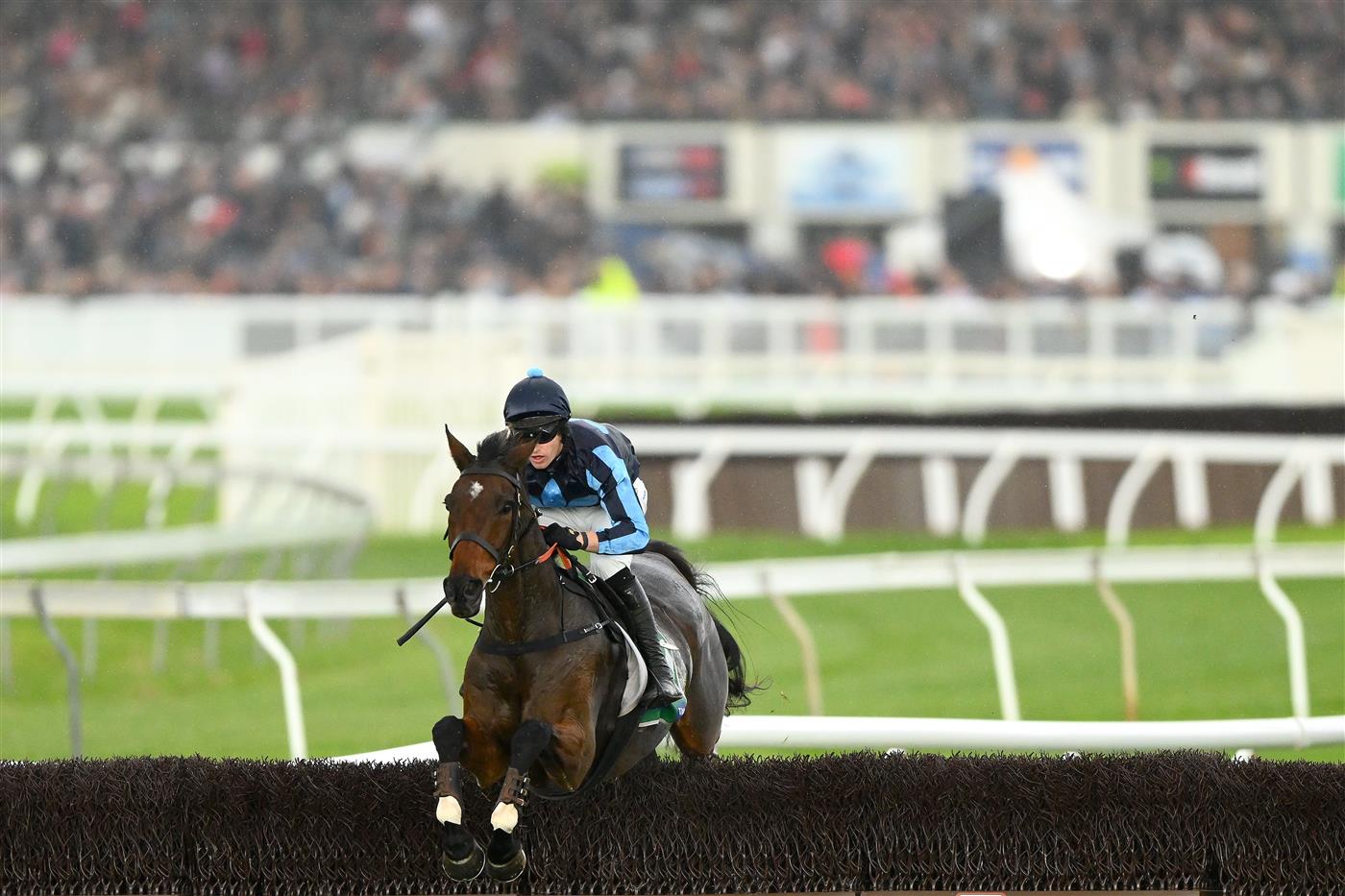 WARRNAMBOOL, AUSTRALIA - MAY 02: Lee Horner rides Flying Agent in the 3YB FM Scotty Stewart Brierly Steeplechase during Brierly Steeplechase day at Warrnambool Racing Club on May 02, 2023 in Warrnambool, Australia. (Photo by Morgan Hancock/Getty Images)