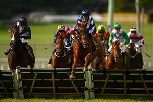 WARRNAMBOOL, AUSTRALIA - MAY 02: Impulsar ridden by Steven Pateman jumps over a a hurdle wins the Choices Flooring Warrnambool Maiden Hurdle during Brierly Steeplechase day at Warrnambool Racing Club on May 02, 2023 in Warrnambool, Australia. (Photo by Morgan Hancock/Getty Images)