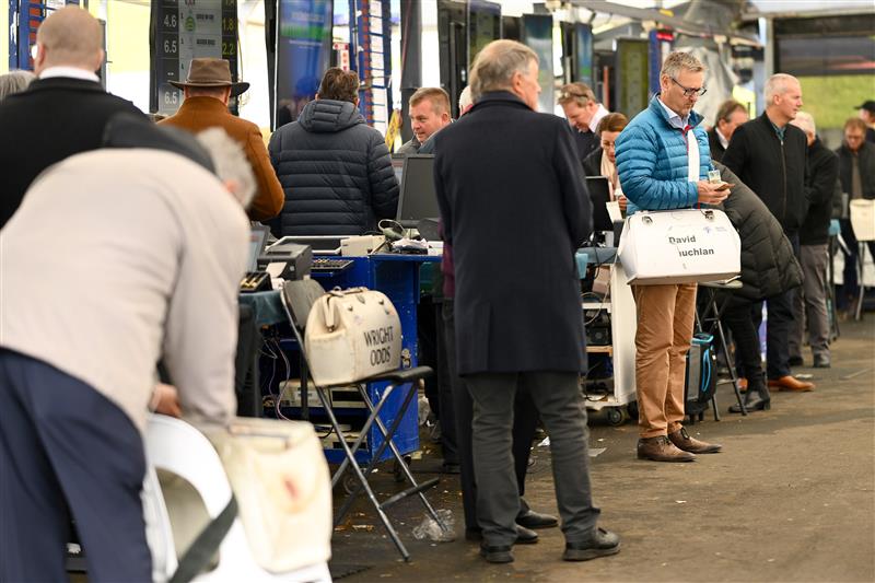 WARRNAMBOOL, AUSTRALIA - MAY 03: A general view of bookmakers during Galleywood Hurdle day at Warrnambool Racing Club on May 03, 2023 in Warrnambool, Australia. (Photo by Morgan Hancock/Getty Images)