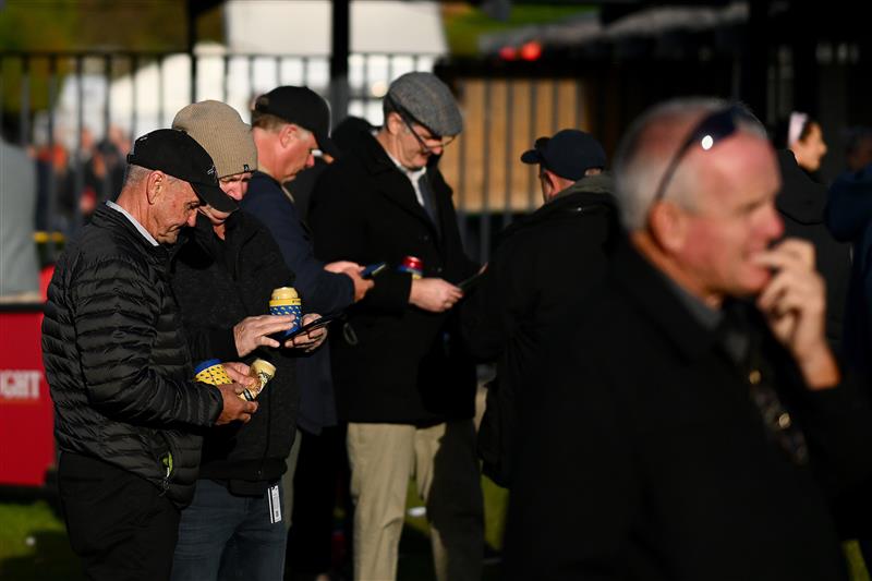 WARRNAMBOOL, AUSTRALIA - MAY 03: Crowds watch on during Galleywood Hurdle day at Warrnambool Racing Club on May 03, 2023 in Warrnambool, Australia. (Photo by Morgan Hancock/Getty Images)