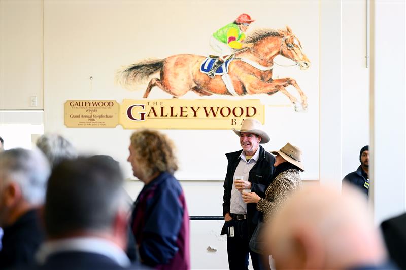 WARRNAMBOOL, AUSTRALIA - MAY 03: Punters stand in the Galleywood bar during Galleywood Hurdle day at Warrnambool Racing Club on May 03, 2023 in Warrnambool, Australia. (Photo by Morgan Hancock/Getty Images)