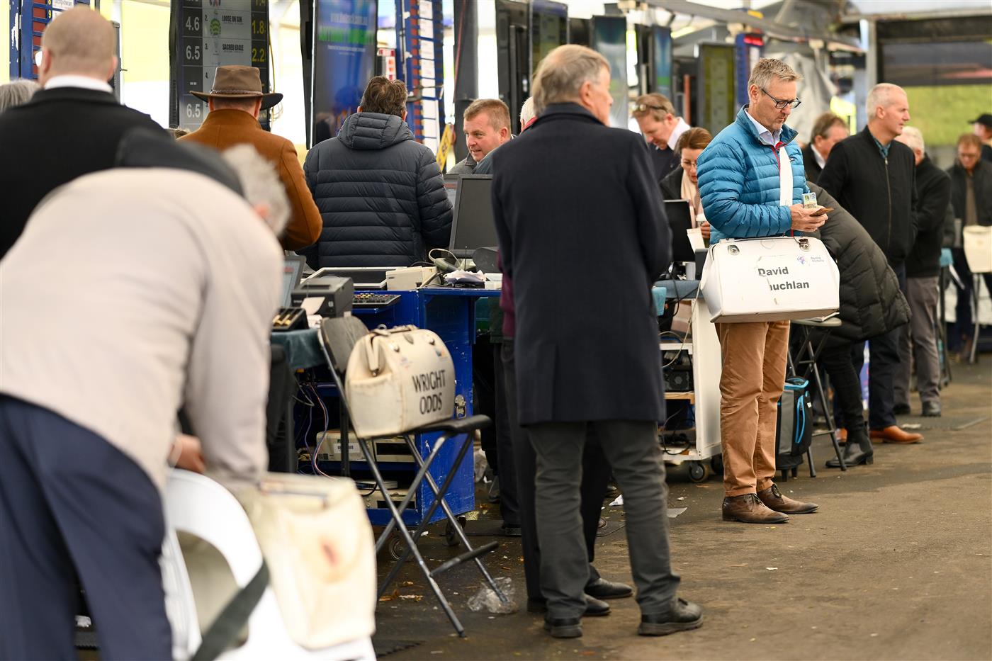 WARRNAMBOOL, AUSTRALIA - MAY 03: A general view of bookmakers during Galleywood Hurdle day at Warrnambool Racing Club on May 03, 2023 in Warrnambool, Australia. (Photo by Morgan Hancock/Getty Images)