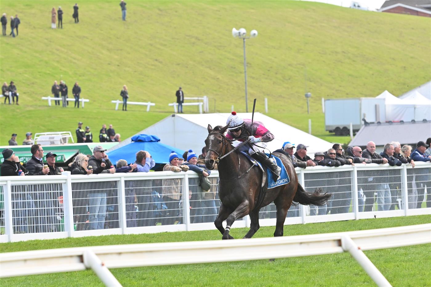 WARRNAMBOOL, AUSTRALIA - MAY 03: Will Gordon riding Tolemac winning Race 4, the Decron Dunroe Bm120 Steeplechase, during Galleywood Hurdle Day on May 03, 2023 in Warrnambool, Australia. (Photo by Vince Caligiuri/Getty Images)