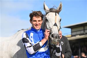 WARRNAMBOOL, AUSTRALIA - MAY 03: Steven Pateman poses after riding Saunter Boy to win Race 6, the Sovereign Resort Galleywood Hurdle, during Galleywood Hurdle Day on May 03, 2023 in Warrnambool, Australia. (Photo by Vince Caligiuri/Getty Images)