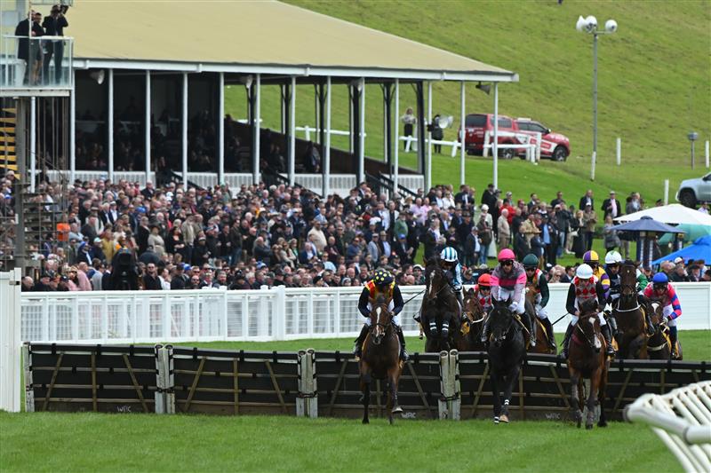 WARRNAMBOOL, AUSTRALIA - MAY 04: Campbell Rawiller riding Circle The Sun winning Race 1, the Hammonds Paints Champion Novice Hurdle, during Grand Annual Day at Warrnambool Racing Club on May 04, 2023 in Warrnambool, Australia. (Photo by Vince Caligiuri/Getty Images)