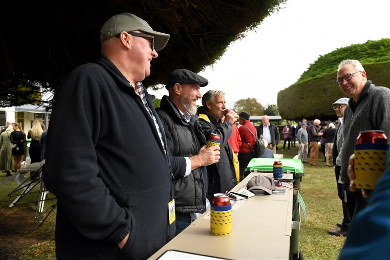 WARRNAMBOOL, AUSTRALIA - MAY 04: Punters drink from a makeshift bar during Grand Annual Day at Warrnambool Racing Club on May 04, 2023 in Warrnambool, Australia. (Photo by Morgan Hancock/Getty Images)