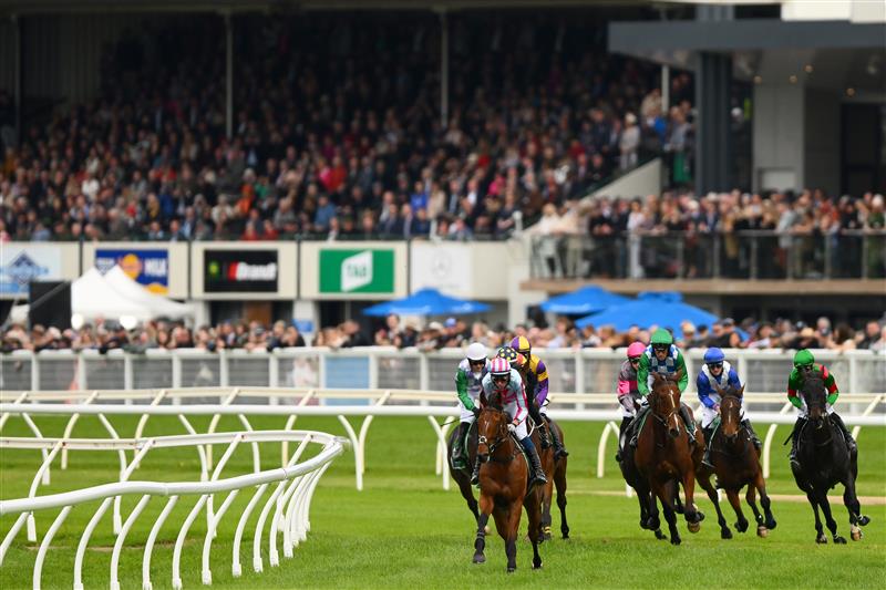 WARRNAMBOOL, AUSTRALIA - MAY 04: Rockstar Ronnie ridden by Chris McCarthy leads the pack in the Brandt Grand Annual Steeplechase during Grand Annual Day at Warrnambool Racing Club on May 04, 2023 in Warrnambool, Australia. (Photo by Morgan Hancock/Getty Images)