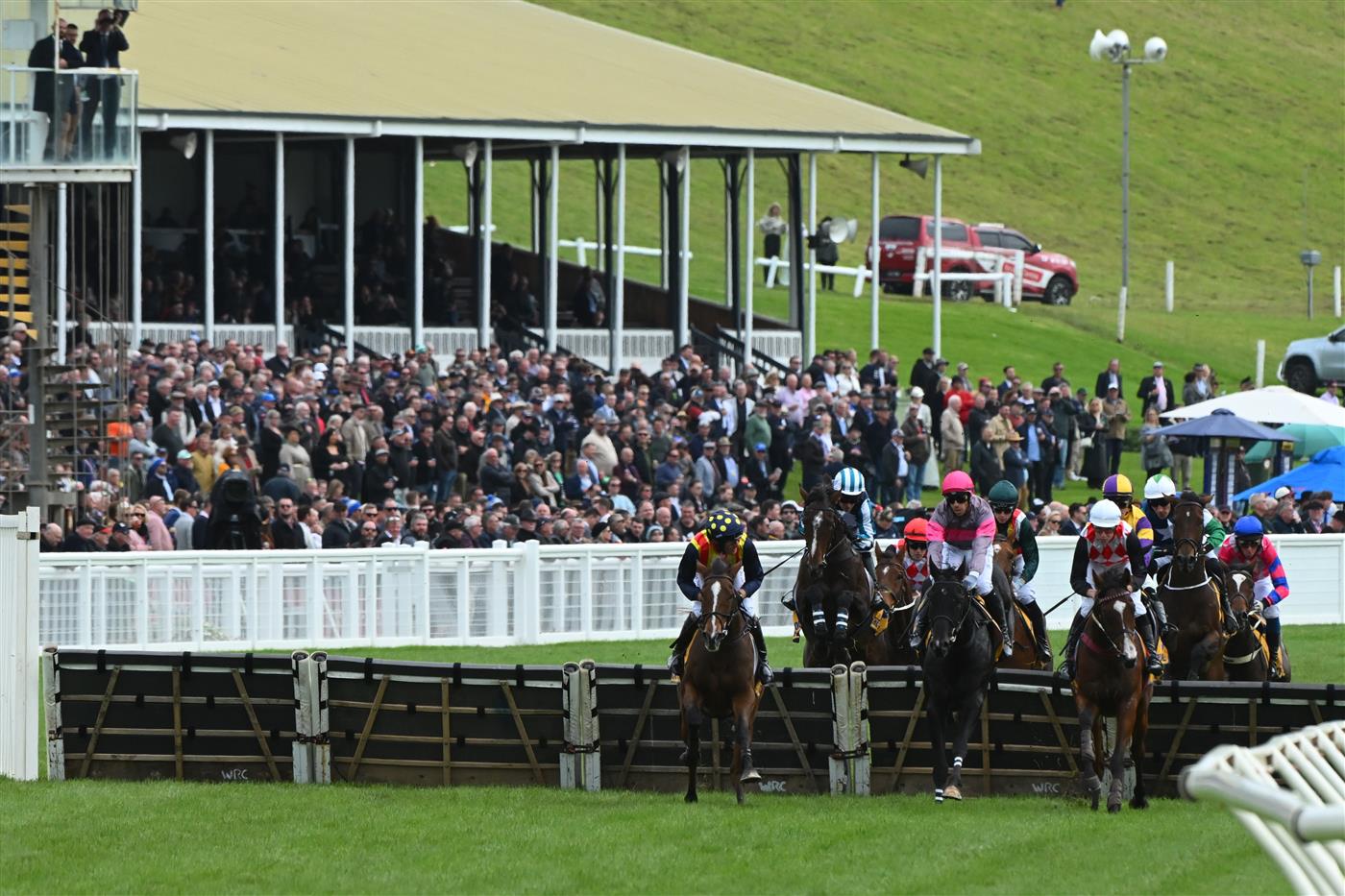 WARRNAMBOOL, AUSTRALIA - MAY 04: Campbell Rawiller riding Circle The Sun winning Race 1, the Hammonds Paints Champion Novice Hurdle, during Grand Annual Day at Warrnambool Racing Club on May 04, 2023 in Warrnambool, Australia. (Photo by Vince Caligiuri/Getty Images)