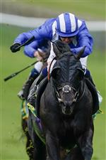 NEWMARKET, ENGLAND - MAY 05: Jim Crowley riding Mutasaabeq (blue/white cap) win The bet365 Mile at Newmarket Racecourse on May 05, 2023 in Newmarket, England. (Photo by Alan Crowhurst/Getty Images)