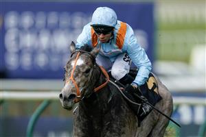 NEWMARKET, ENGLAND - MAY 05: Sean Levey riding Shouldvebeenaring (light blue) win The King Charles II Stakes at Newmarket Racecourse on May 05, 2023 in Newmarket, England. (Photo by Alan Crowhurst/Getty Images)
