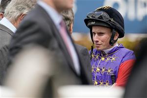NEWMARKET, ENGLAND - MAY 05: Ryan Moore wearing the silks of King Charles III at Newmarket Racecourse on May 05, 2023 in Newmarket, England. (Photo by Alan Crowhurst/Getty Images)