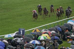 NEWMARKET, ENGLAND - MAY 06: Kieren Shoemark riding Vadream (2R, green) win The Howden Palace House Stakes at Newmarket Racecourse on May 06, 2023 in Newmarket, England. (Photo by Alan Crowhurst/Getty Images)
