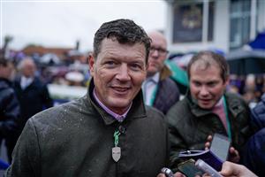 NEWMARKET, ENGLAND - MAY 06: Andrew Balding after training Chaldean to win The Qipco 2000 Guineas Stakes at Newmarket Racecourse on May 06, 2023 in Newmarket, England. (Photo by Alan Crowhurst/Getty Images)