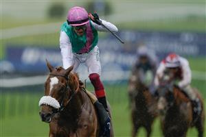 NEWMARKET, ENGLAND - MAY 06: Frankie Dettori riding Chaldean win The Qipco 2000 Guineas Stakes at Newmarket Racecourse on May 06, 2023 in Newmarket, England. (Photo by Alan Crowhurst/Getty Images)