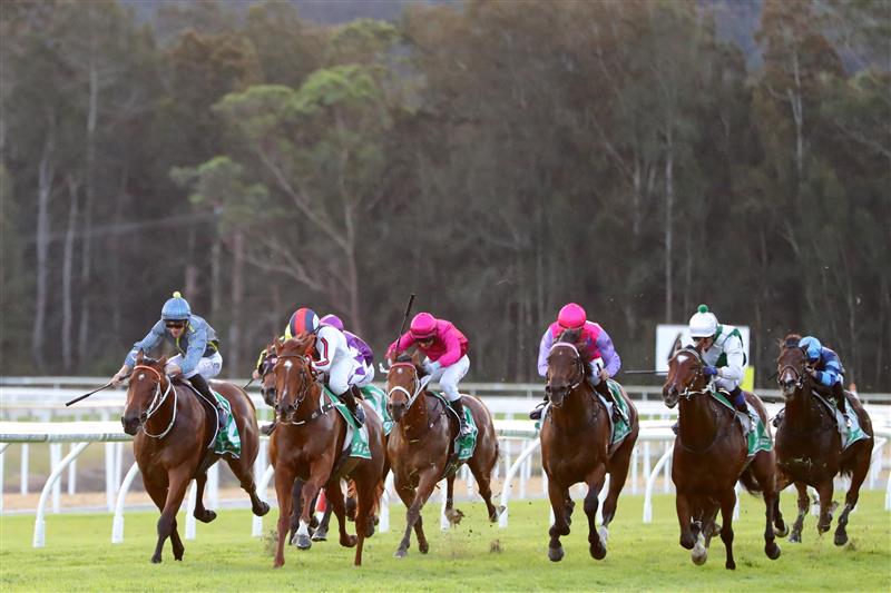 GOSFORD, AUSTRALIA - MAY 06: Sam Clipperton
riding Flag Of Honour  wins Race 10 Gosford It (Bm78) during "Gosford Gold Cup" - Sydney Racing at Gosford Racecourse on May 06, 2023 in Gosford, Australia. (Photo by Jeremy Ng/Getty Images)
