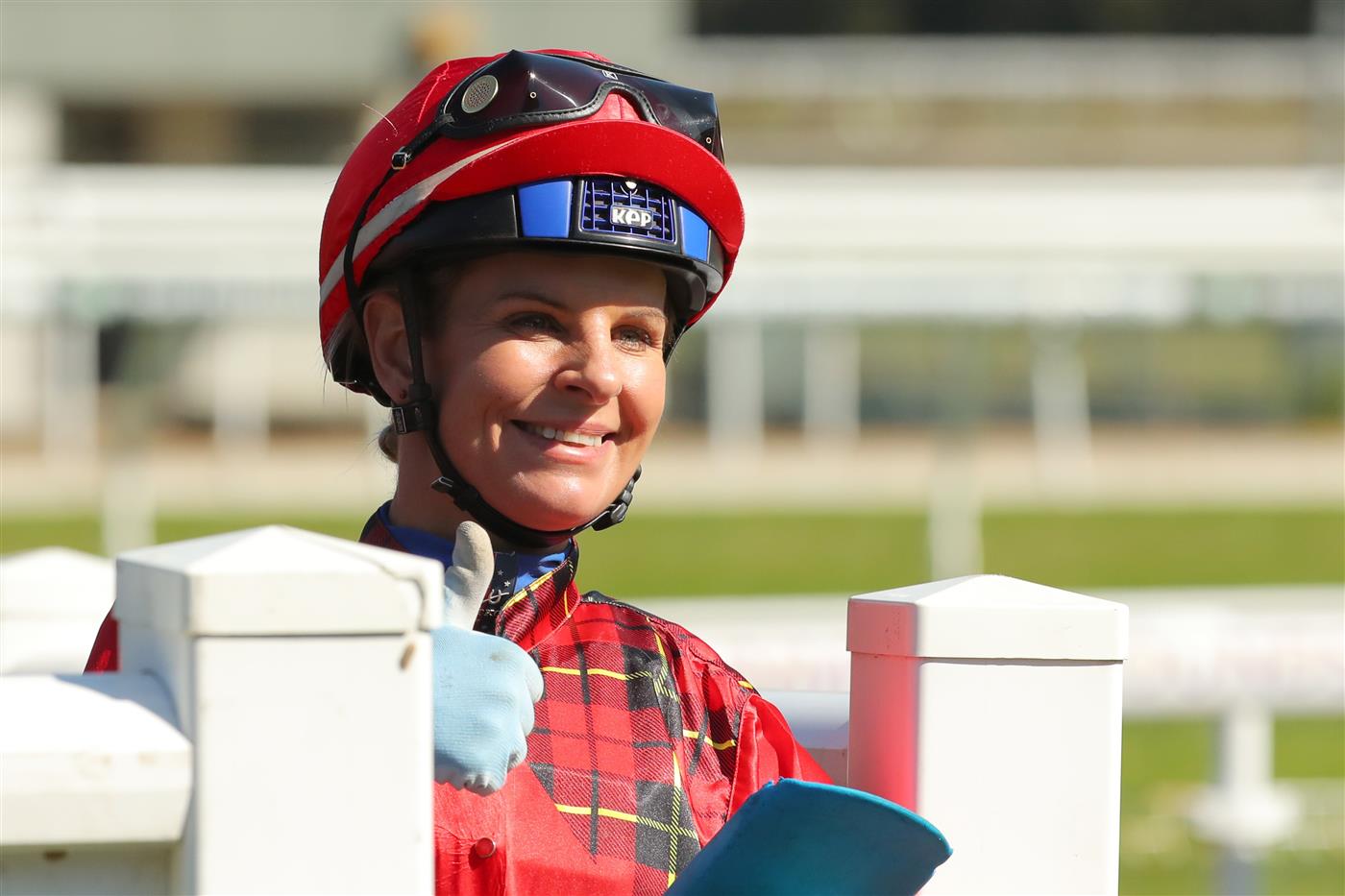 GOSFORD, AUSTRALIA - MAY 06:  Jenny Duggan riding Remlaps Commander wins Race 2 TAB Highway during "Gosford Gold Cup" - Sydney Racing at Gosford Racecourse on May 06, 2023 in Gosford, Australia. (Photo by Jeremy Ng/Getty Images)
