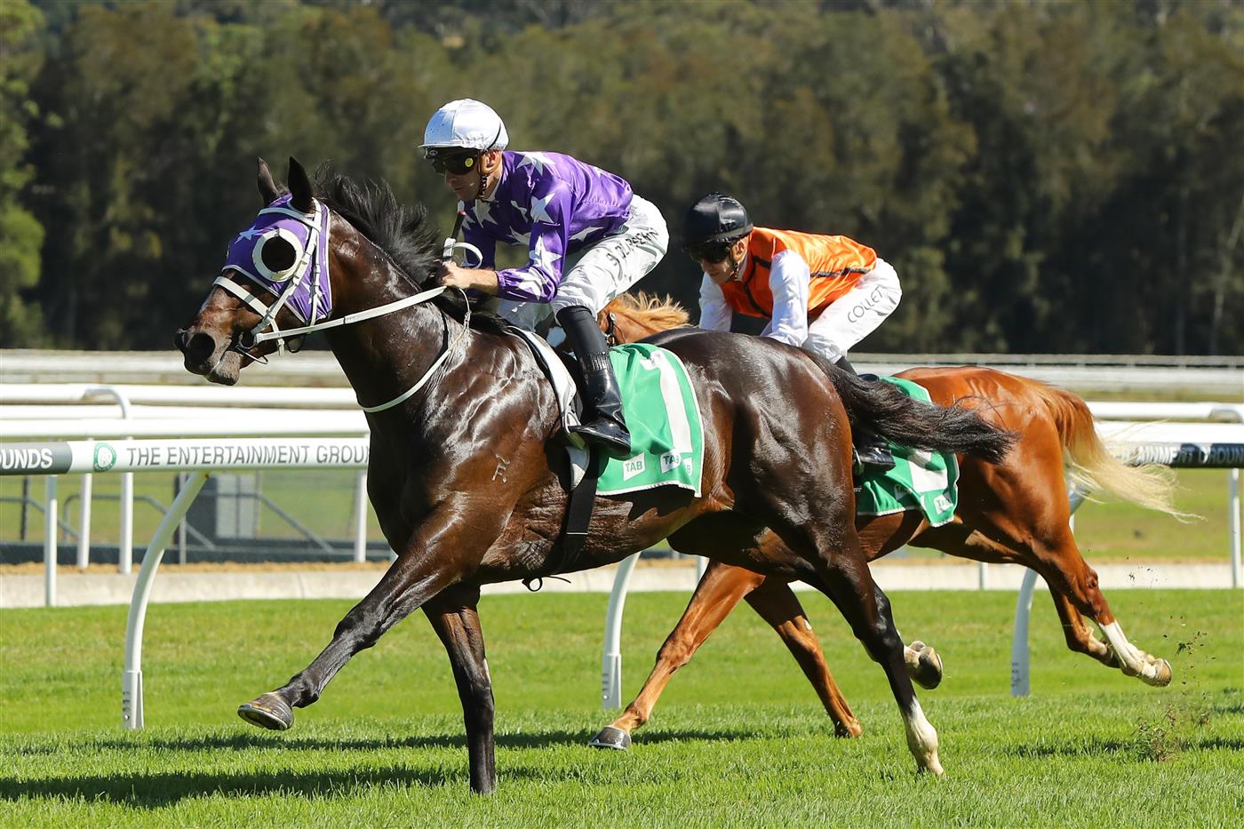 GOSFORD, AUSTRALIA - MAY 06: Sam Clipperton riding Chrysaor 
 wins Race 1 Thymely Food Co Handicap during "Gosford Gold Cup" - Sydney Racing at Gosford Racecourse on May 06, 2023 in Gosford, Australia. (Photo by Jeremy Ng/Getty Images)