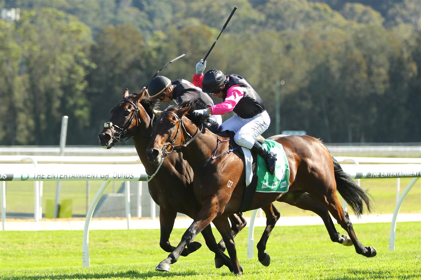 GOSFORD, AUSTRALIA - MAY 06: Brett Prebble riding  Token Capitalist wins Race 4 Tooheys during "Gosford Gold Cup" - Sydney Racing at Gosford Racecourse on May 06, 2023 in Gosford, Australia. (Photo by Jeremy Ng/Getty Images)