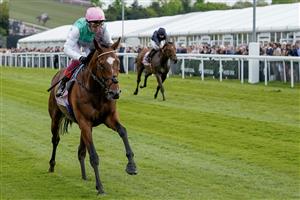 CHESTER, ENGLAND - MAY 10: Frankie Dettori riding Arrest comfortably win The Boodles Chester Vase Stakes at Chester Racecourse on May 10, 2023 in Chester, England. (Photo by Alan Crowhurst/Getty Images)