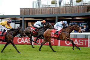 CHESTER, ENGLAND - MAY 10: Rya Moore riding Ziggy's Phoenix (R) win The CAA Stellar Lily Agnes Conditions Stakes at Chester Racecourse on May 10, 2023 in Chester, England. (Photo by Alan Crowhurst/Getty Images)