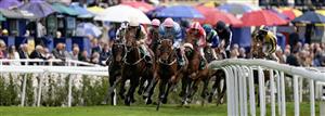 CHESTER, ENGLAND - MAY 10: A general view as runners turn away from the grandstand during The Weatherbys Digital Solutions Cheshire Oaks at Chester Racecourse on May 10, 2023 in Chester, England. (Photo by Alan Crowhurst/Getty Images)