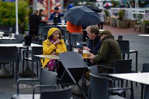 CHESTER, ENGLAND - MAY 10: A wet and miserable day at Chester Racecourse on May 10, 2023 in Chester, England. (Photo by Alan Crowhurst/Getty Images)